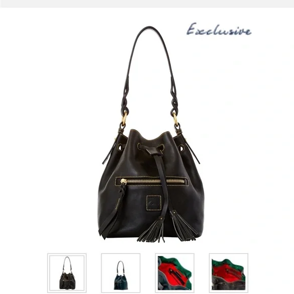 Dooney & Bourke Florentine Leather Small Logan Drawstring Bag in T’moro Brown - Picture 3 of 3